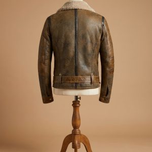 Men's B3 Aviator Real Shearling Brown Sheepskin Leather Bomber Jacket