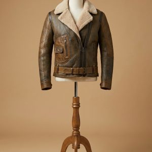 Men's B3 Aviator Real Shearling Brown Sheepskin Leather Bomber Jacket