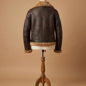 Men's Aviator RAF B3 Reddish Shaded Sheepskin Fur Leather Bomber Jacket