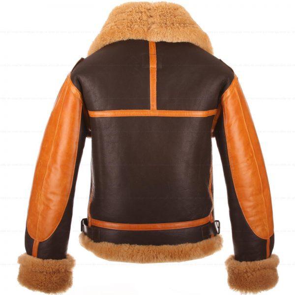 RAF Men's B3 Brown Sheepskin Bomber Shearling Two Tone Style Real Leather JacketB