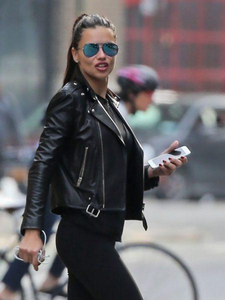 Adriana-Lima-Black-Leather-Jacket-