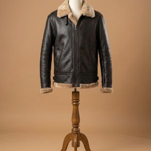 Men's Aviator RAF B3 Shearling Real Sheepskin Leather Bomber Jacket
