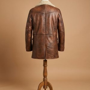 Dark Knight Rises Bane Real Shearling Leather Trench Coat Jacket