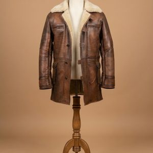 Dark Knight Rises Bane Real Shearling Leather Trench Coat Jacket