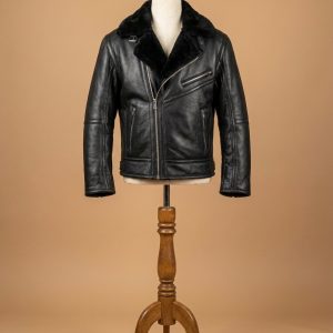 Men's Aviator B6 Sheepskin Fur Shearling Bomber Black Leather Jacket