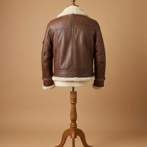Men's Aviator RAF B3 Reddish Real Sheepskin Fur Leather Bomber Jacket