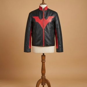 Men's Batman Logo Moto Biker Black Leather Jacket Halloween Costume