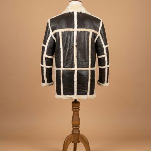 Men's Bomber Malbro WWII Pilot B6 Shearling Sheepskin Black Leather Jacket Coat