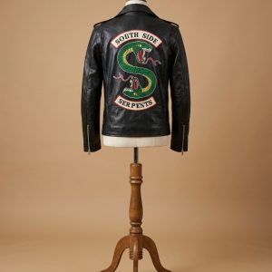 Men's Leather Jacket Black Southside Serpents Riverdale Biker Genuine