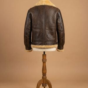 Men's RAF B3 Brown Sheepskin Bomber Shearling Two Tone Real Leather Jacket
