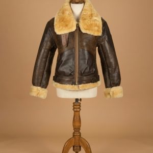 Men's RAF B3 Brown Sheepskin Bomber Shearling Two Tone Real Leather Jacket