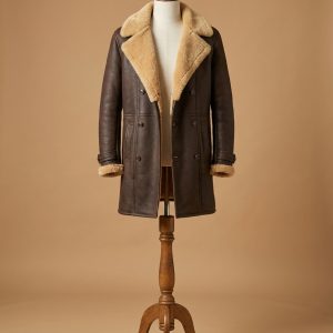 Men's Superfly Trevor Jackson Pilot B3 Real Sheepskin Shearling Duffle Brown Coat
