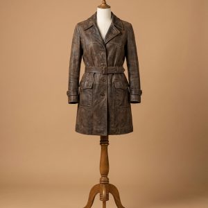 Overlord 2018 Mathilde Ollivier Vintage Distressed Brown Leather Coat