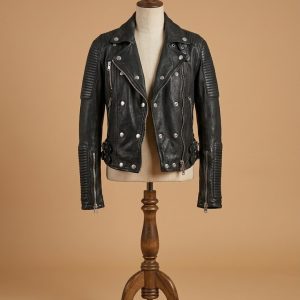Women Genuine Lambskin Leather Jacket Motorcycle Real Slimfit Black Biker Jacket