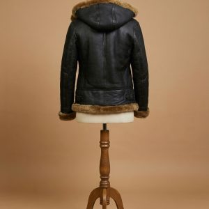 Women's Bomber B3 Aviator Brown Fur Sheepskin Shearling Leather Jacket