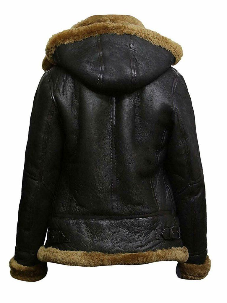WOMENS BOMBER B3 AVIATOR FLYING BROWN FUR SHEEPSKIN SHEARLING LEATHER