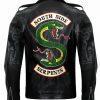 Mens Leather Jacket Black Southside Serpents Riverdale Biker Genuine Leather