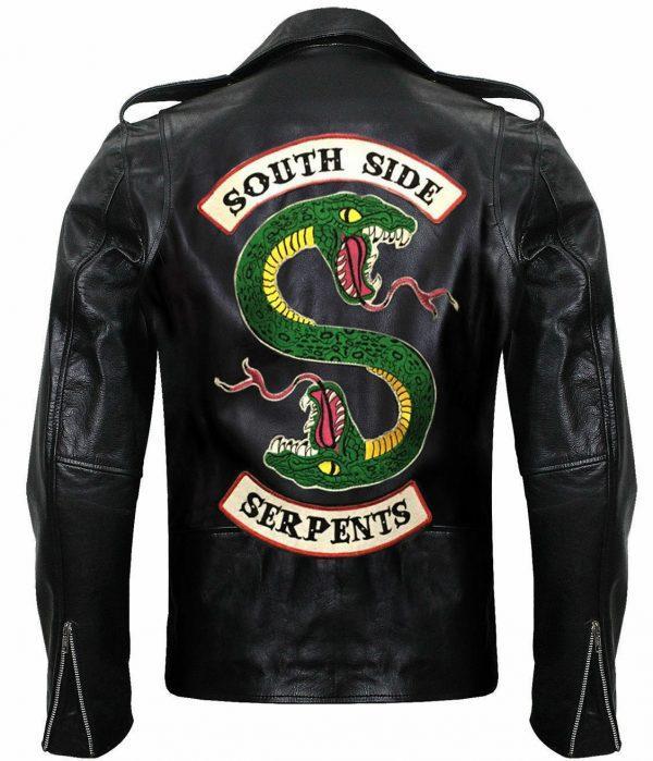 Mens Leather Jacket Black Southside Serpents Riverdale Biker Genuine Leather