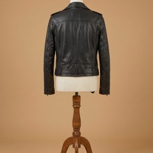Good Behavior Michelle Dockery Slimfit Biker Black Leather Jacket