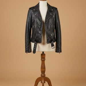 Good Behavior Michelle Dockery Slimfit Biker Black Leather Jacket