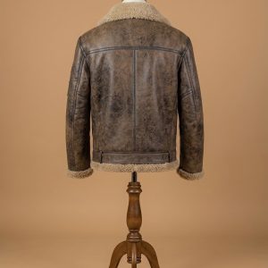 Men's Arnold Schwarzenegger Aviator RAF B6 Shearling Real Sheepskin Leather Bomber Jacket