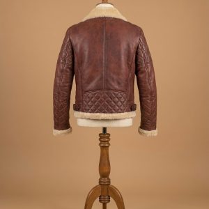 Men’s B3 Bomber Vintage Diamond Quilted Real Sheepskin Sheepskin Leather Jacket