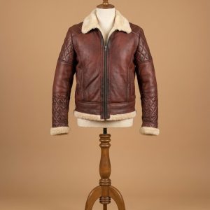 Men’s B3 Bomber Vintage Diamond Quilted Real Sheepskin Sheepskin Leather Jacket
