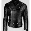 Men Black Cafe Racer Marlon Brando Slimfit Retro Motorcycle Black Leather Jacket