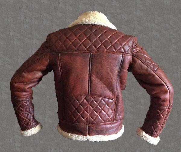 Men’s B3 Bomber Vintage Diamond Quilted Real Shearling Sheepskin Leather JacketB