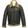 Mens B3 Bomber USAF WWII Pilot Real Sheepskin Shearling Black Leather Jacket