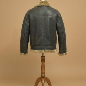 Men's B3 Bomber USAF WWII Pilot Real Sheepskin Shearling Black Leather Jacket