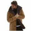 Mens Vintage Brown Real Fur Winter Coat Real Sheepskin Shearling Leather Coat