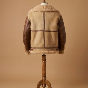 Men's Aviator USAF Real Sheepskin Shearling Batch Leather Bomber Pilot Jacket