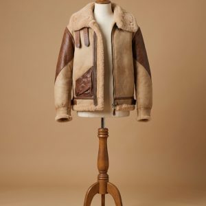Men's Aviator USAF Real Sheepskin Shearling Batch Leather Bomber Pilot Jacket