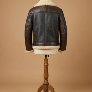 Men's Aviator USAF Real Sheepskin Shearling Black Brown Leather Bomber Pilot Jacket