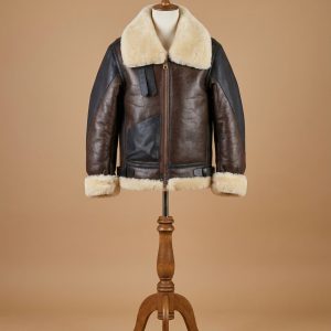 Men's Aviator USAF Real Sheepskin Shearling Black Brown Leather Bomber Pilot Jacket