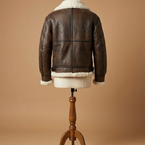 Men's B3 Bomber RAF Fur Real Sheepskin Shearling Brown Leather Jacket