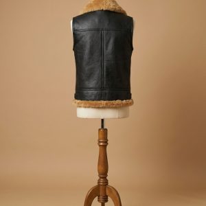 Men's B3 Bomber Real Sheepskin Shearling Pilot Aviator Brown Leather Vest