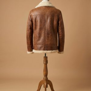 Men's B3 Bomber Aviator USAF Real Sheepskin Shearling Tan Leather Pilot Jacket
