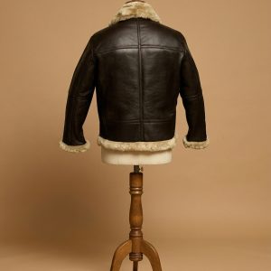Men's B3 Bomber Pilot Aviator RAF Real Sheepskin Shearling Brown Leather Jacket