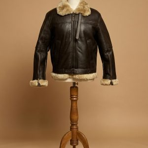 Men's B3 Bomber Pilot Aviator RAF Real Sheepskin Shearling Brown Leather Jacket