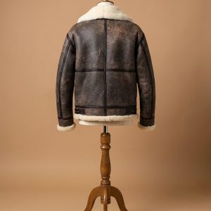 Men's B3 Bomber Pilot Aviator RAF Real Sheepskin Shearling Distressed Leather Jacket