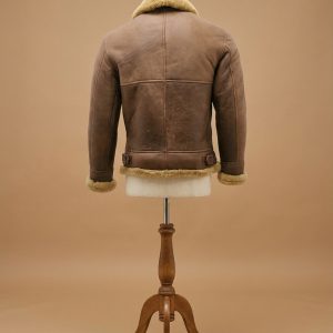 Men's Bomber Pilot Aviator USAF Real Sheepskin Shearling Brown Leather Jacket