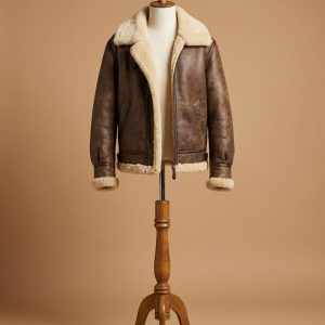 Power Book Iii: Raising Kanan 2021 Malcolm M. Mays Real Sheepskin Shearling Pilot Aviator Brown Leather Jacket