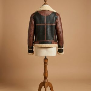 Women's B6 Bomber Pilot USAF Aviator Sheepskin Shearling Dark Brown Leather Jacket