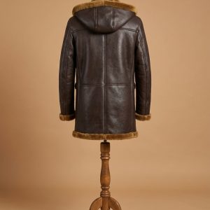 Men's B3 Bomber Aviator WWII Pilot Real Sheepskin Shearling Brown Leather Coat