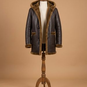 Men's B3 Bomber Aviator WWII Pilot Real Sheepskin Shearling Brown Leather Coat