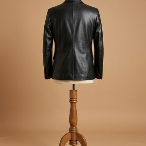 Men's Genuine Real Leather Blazer Two Button Slim Fit Coat