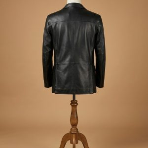 Men's Genuine Real Leather Blazer Two Button Slim Fit Coat back