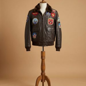 Tom Cruise Top Gun Pete Maverick Bomber Fur Leather Jacket for Men's